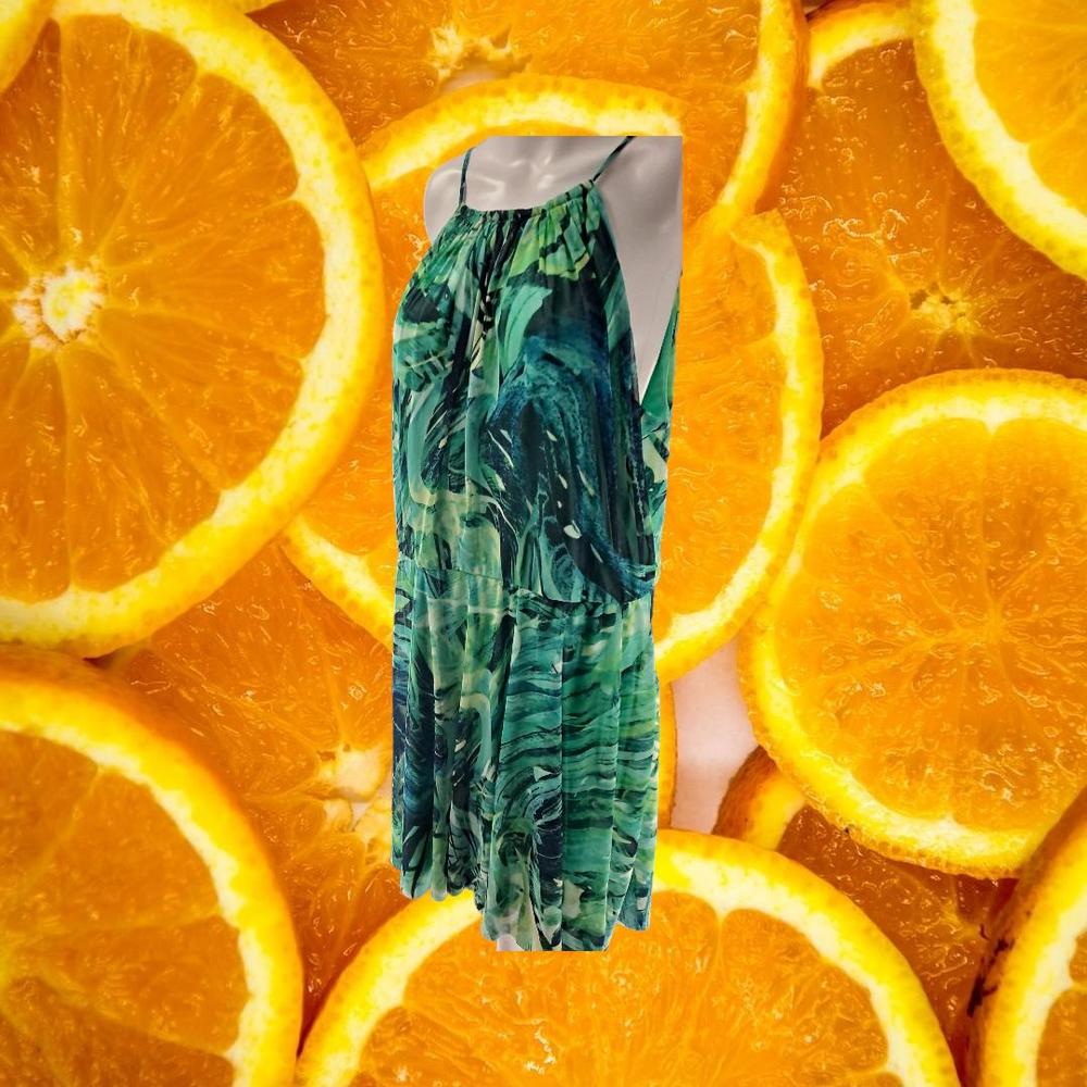 New York & Company Green and Blue Spaghetti Strap‎ Dress Size XL